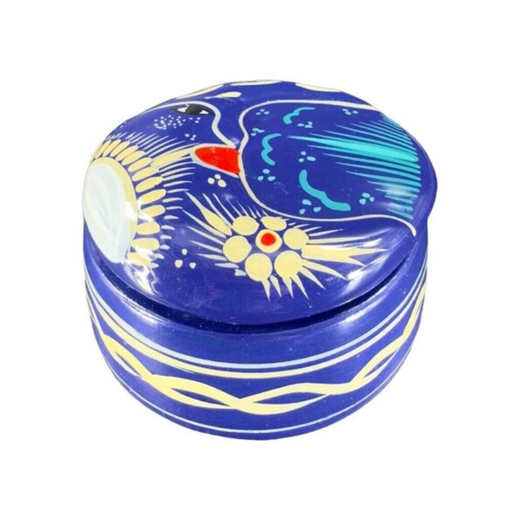 Hand Made Mexico RedWare‎ Pottery Moon W Sun Trinket Box Jewelry Storage Holder